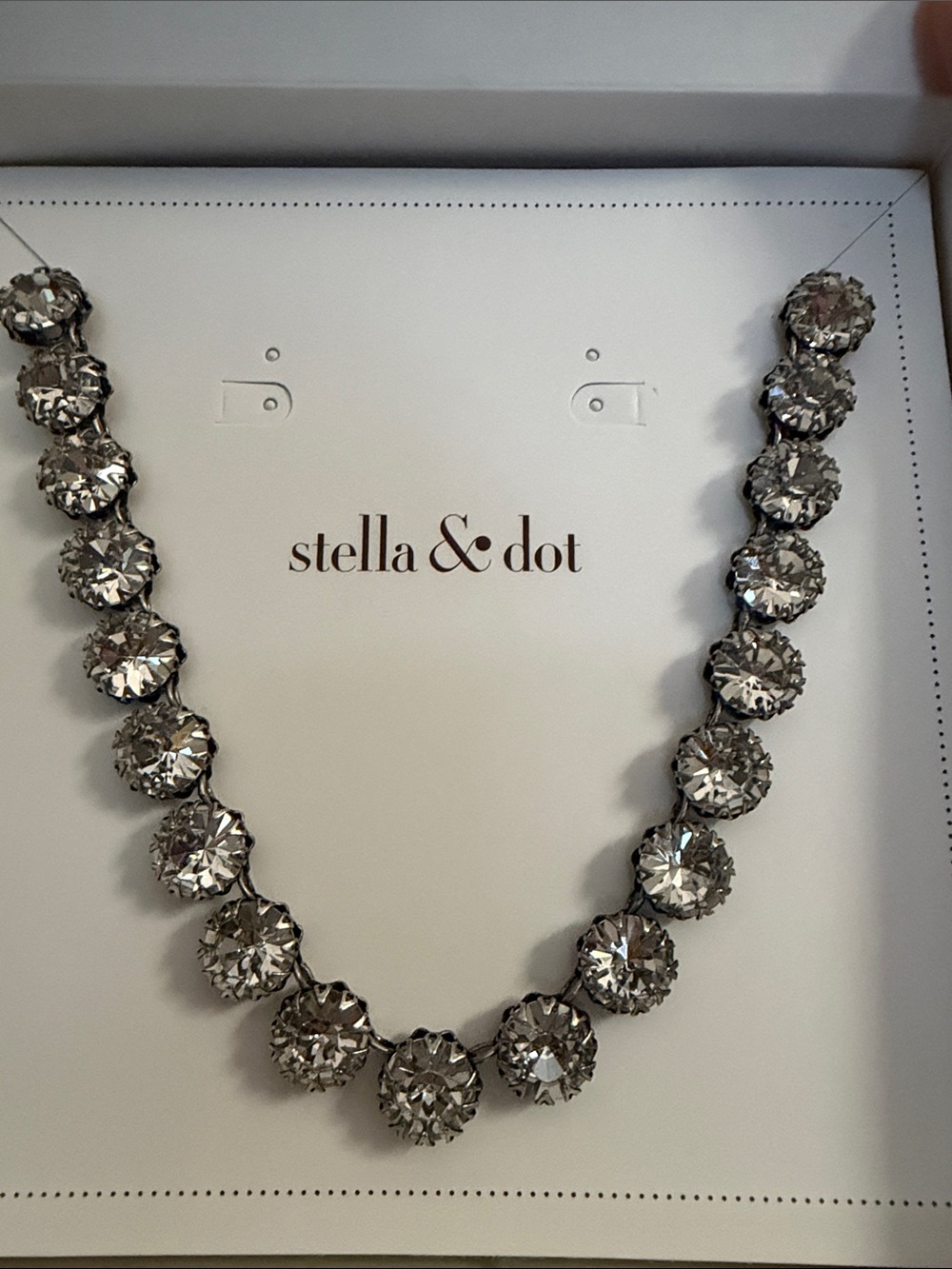 Stella & Dot Silver Clear Crystal Statement Necklace
